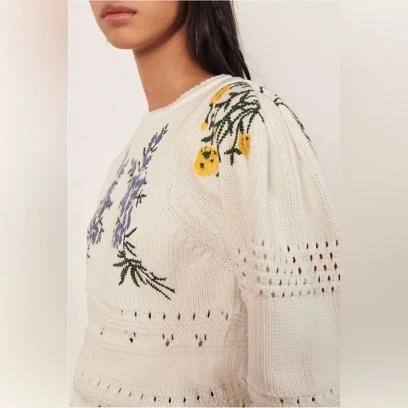 Ba&sh Boxy Floral Embroidered Sweater - Picture 3 of 14